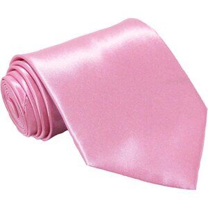 Men's Pink Solid Pure Color 3.75" Imported Satin Formal Neck Ties